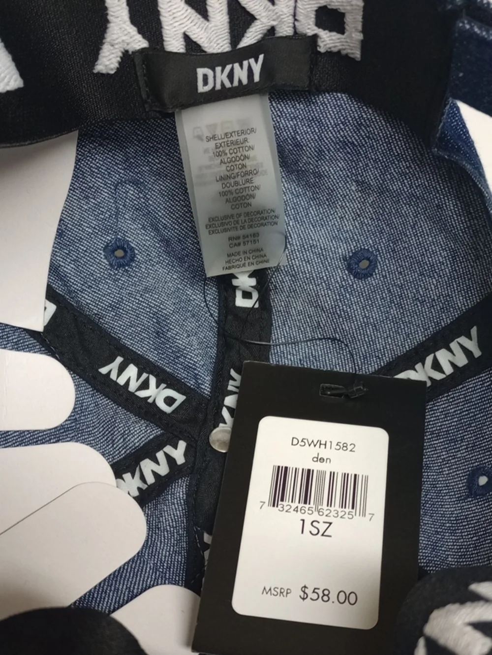 🆕DKNY NEW YORK DENIM BLUE BASEBALL CAP WITH NYC PEACE SKULL STAR PATCHES